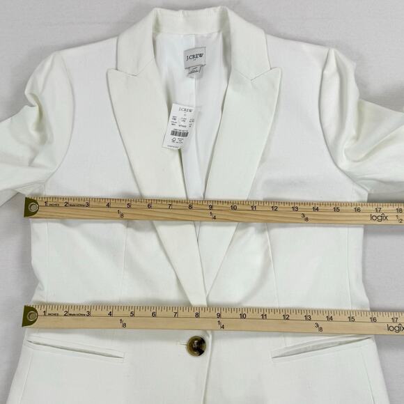 J Crew Factory Womens Linen Blend One Button Blazer Size 2 Petite White - Picture 14 of 16